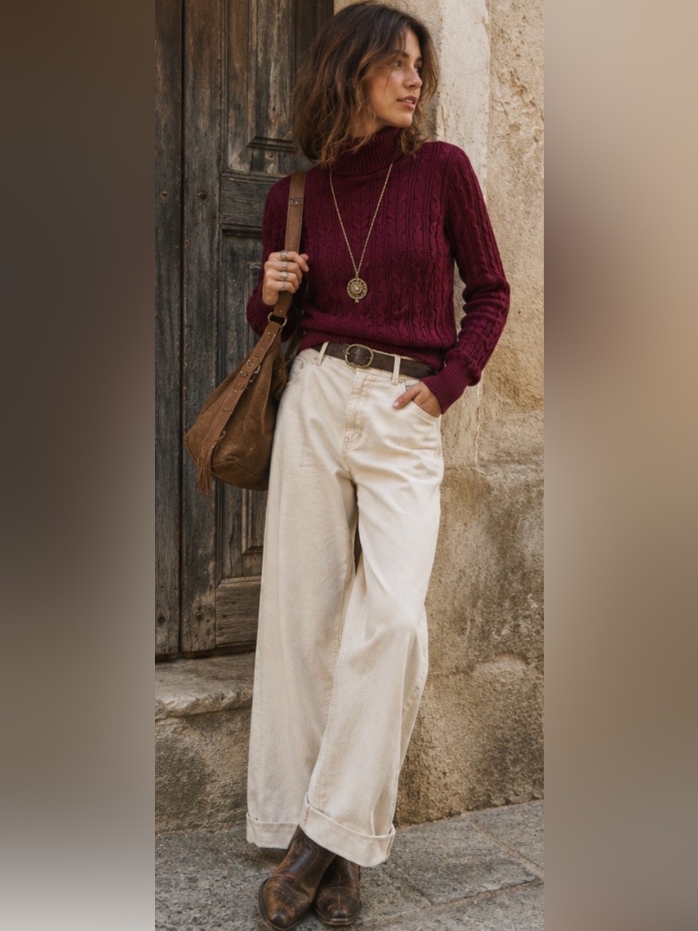 St. John's Bay Cabled Cotton Blend Turtleneck